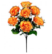 Искусственные цветы букет розы в розетке, 45см