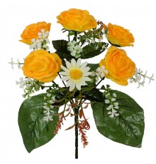 Искусственные цветы букет розы декоративные с ромашками, 28см