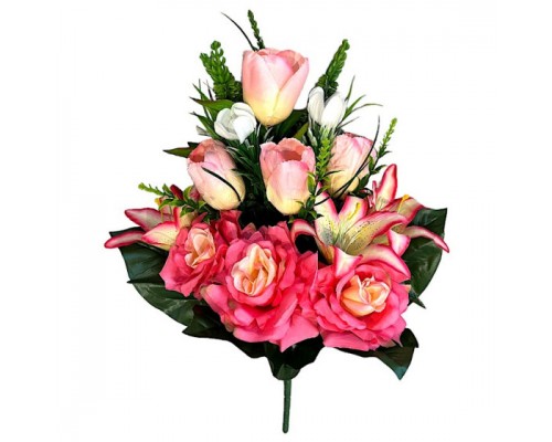 Искусственные цветы букет микс тюльпаны, розы, лилии, 55см
