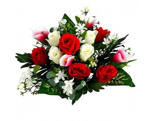 Искусственные цветы букет микс розы, каллы, мелкоцвет, 56см