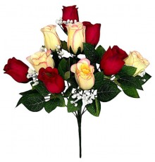 Искусственные цветы букет бутоны роз с гипсофилой , 47см